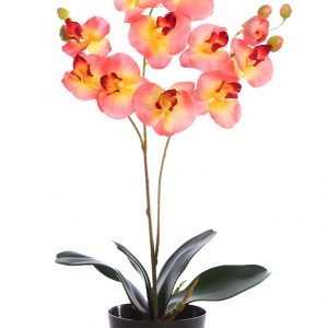 Orquídea artificial con maceta
