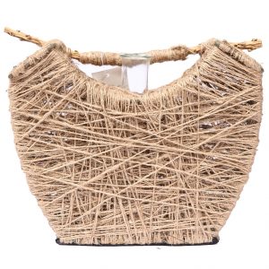 JARRON JUTE CON CRISTAL ALT 19CM 24CMX9CM