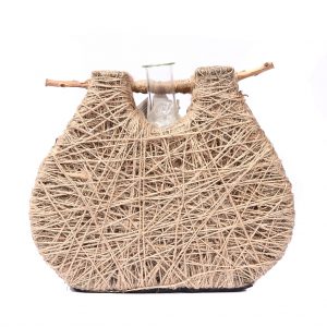 JARRON JUTE CON CRISTAL ALT 20CM 22CMX9CM