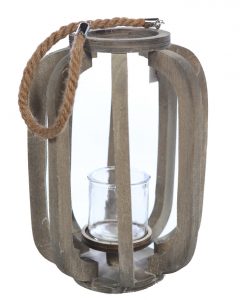 Farol Para Vela Madera Cuerda 53Cm