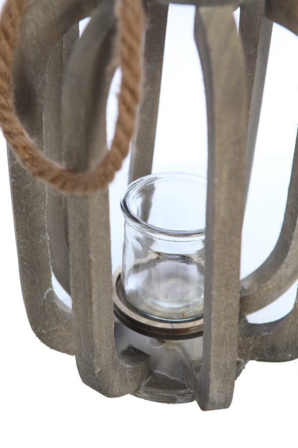 Farol Para Vela Madera Cuerda 53Cm - Imagen 2