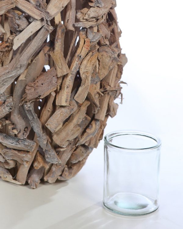 Farol Para Vela Cortezas Madera - Imagen 2