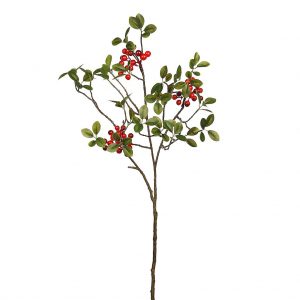 Rama Berries Rojos Con Hojas Artificial 78 Cm