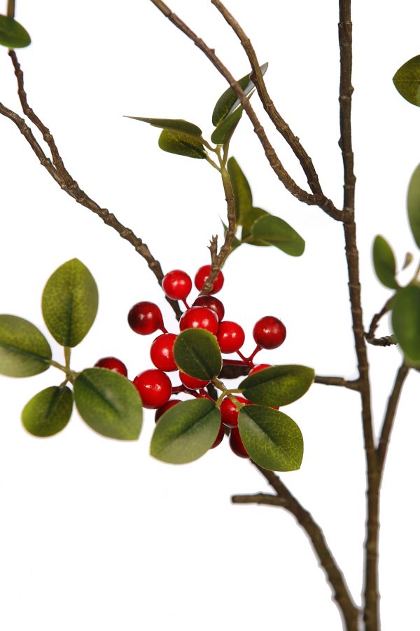 Rama Berries Rojos Con Hojas Artificial 78 Cm - Imagen 2