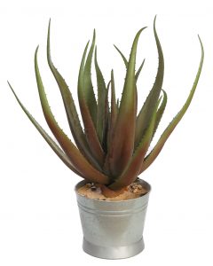 Cactus Aloe Artificial En Maceta Zinc 65cm