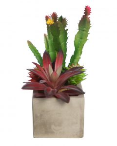 Jardinera De Cemento Con Crasas Artificial 18cm - Imagen 2