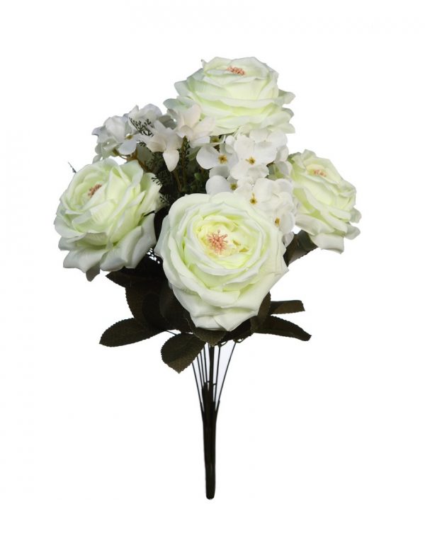 bouquet-artificial-rosas-y-hortensias-50cm-blanca Bouquet Artificial Rosas Y Hortensias 50Cm - Imagen 1