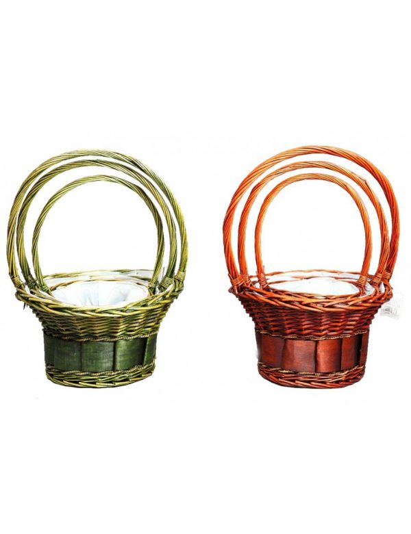 cesta-set-x3-60cm-marron-verde Cestas Redondas Set X3 60Cm - Imagen 1