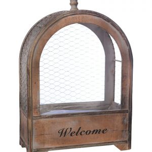 Macetero Jaula Madera Welcome 46Cm