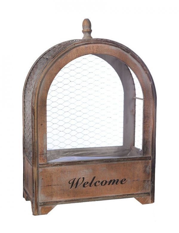 macetero-jaula-madera-welcome-46cm Macetero Jaula Madera Welcome 46Cm - Imagen 1