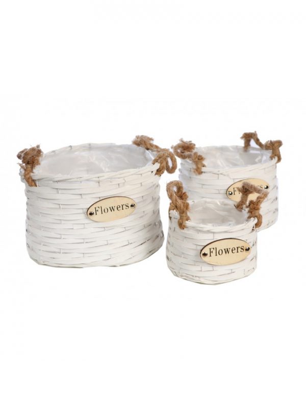 set-3-cestas-blancas-con-cuerda-20cm Set 3 Cestas Blancas Con Cuerda 20Cm - Imagen 1
