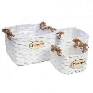 Set 3 Cestas  Blancas Flower 20Cm