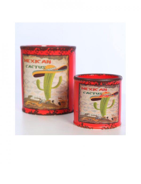 set-de-2-macetas-ceramica-mexican-16cm-rojo Set De 2 Macetas Ceramica Mexican 16Cm - Imagen 1