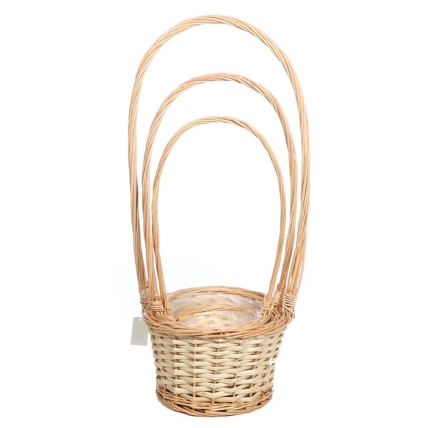 009.03_0 SET 3 CESTAS REDONDAS CON ASA, PLASTICO INTERIOR - Imagen 1