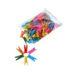 MINI PINZAS MADERA COLOR BOLSA 100UD