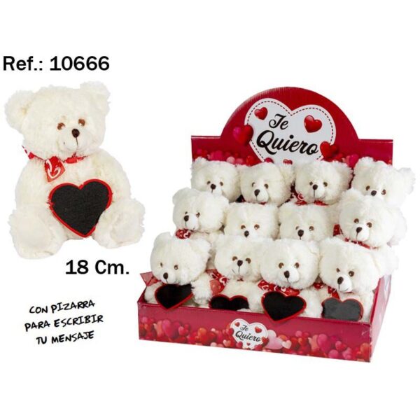 EXPOSITOR 12 PCS OSOS PIZARRA CORAZON 18CM - Imagen 1