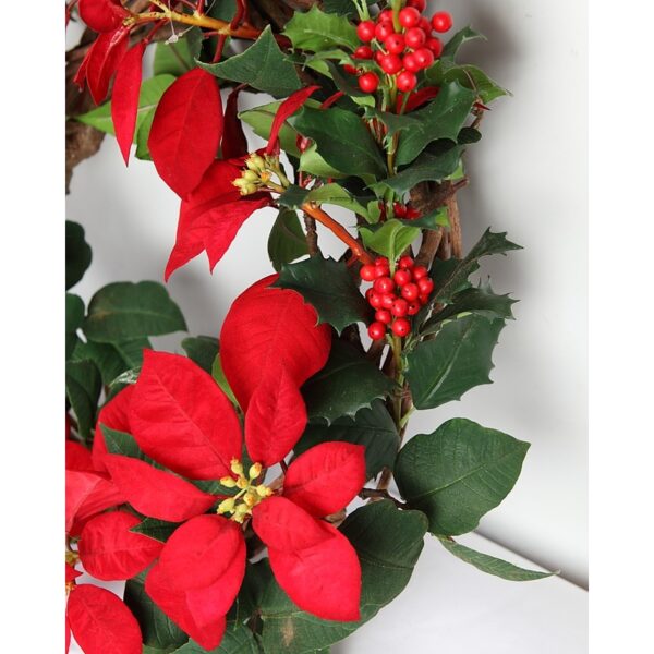 CORONA PONSETIA ACEBO Ø 60CM - Imagen 2