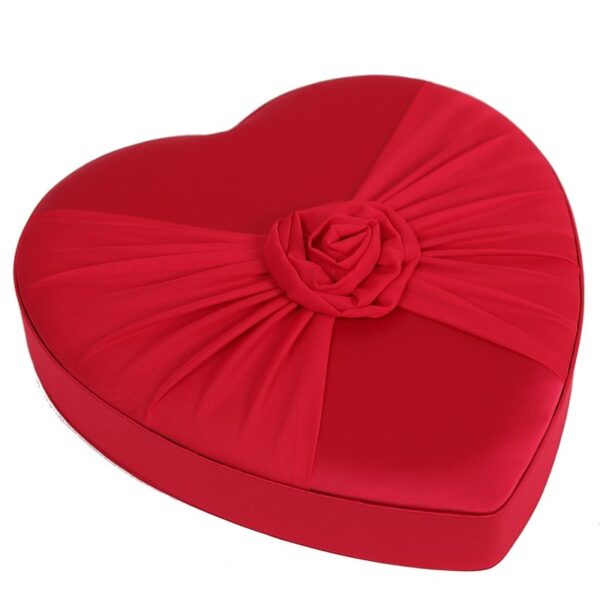 CAJA CORAZON TELA RASO ROJO 33CM - Imagen 2
