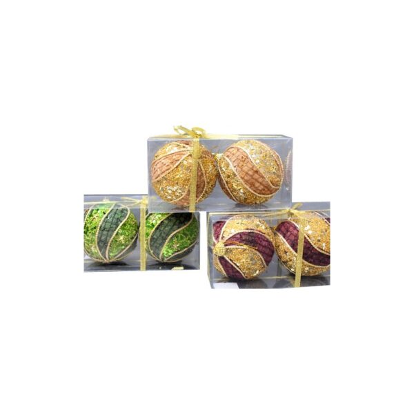 BOLAS NAVIDAD X 2,  ALT 9 CM - Imagen 1