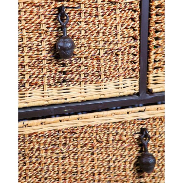 MUEBLE CAJONES ACERO Y MIMBRE 62CM - Imagen 3