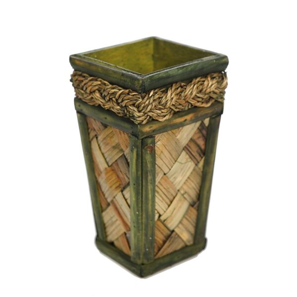 MACETERO TRENZA CUADRADO MADERA 20CM - Imagen 1