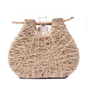 JARRON JUTE CON CRISTAL ALT 20CM 22CMX9CM