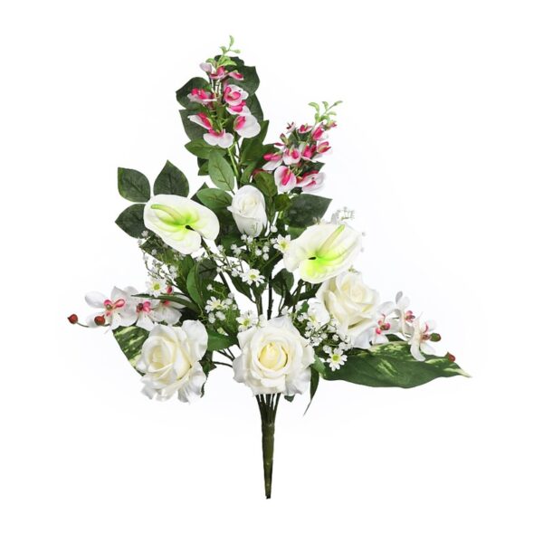 RAMO ROSA Y ANTURIUM ARTIFICIAL 62CM - Imagen 1