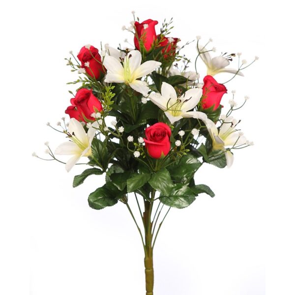 RAMO ROSAS Y LILIUMS ARTIFICIAL  52CM - Imagen 2