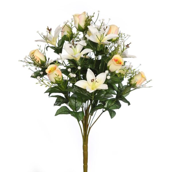 RAMO ROSAS Y LILIUMS ARTIFICIAL  52CM - Imagen 3