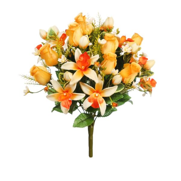 RAMO DE ROSAS Y ORQUIDEAS ARTIFICIAL 38CM - Imagen 2