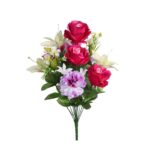 RAMO ROSA Y LILY ARTIFICIAL 48CM - Imagen 7