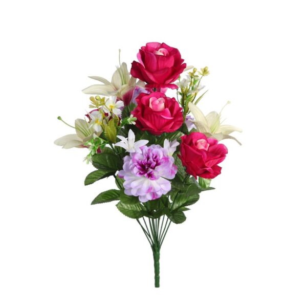 RAMO ROSA Y LILY ARTIFICIAL 48CM - Imagen 7