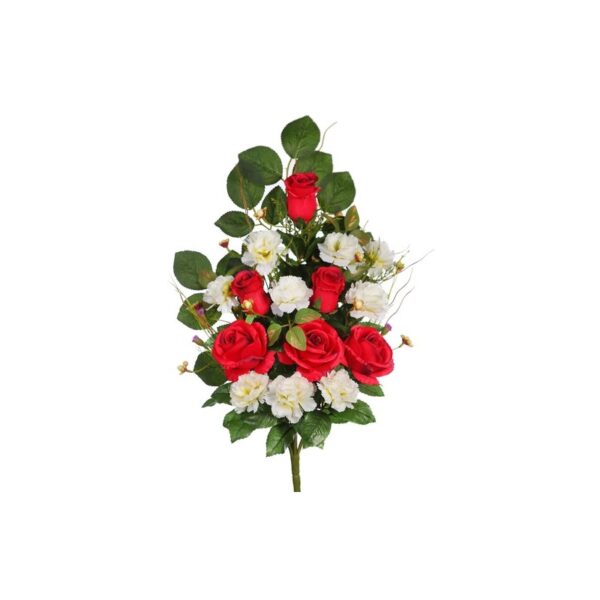 AD0816_0 RAMO ROSAS Y CLAVELES ARTIFICIAL 52CM - Imagen 1