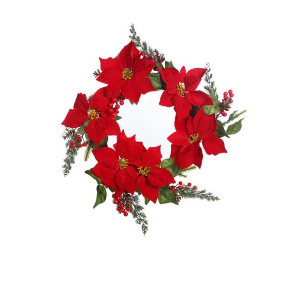 CORONA POINSETTIA BERRY Y PIÑAS Ø 45CM - Imagen 1