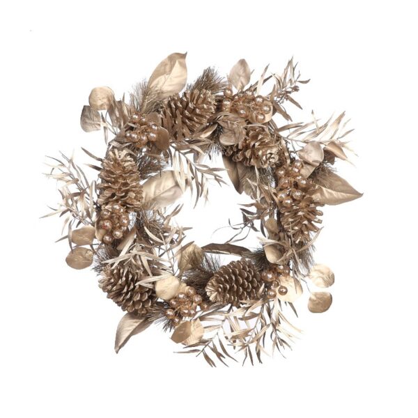 CORONA PIÑO Y PIÑAS PLATA ARTIFICIAL Ø 40CM - Imagen 1