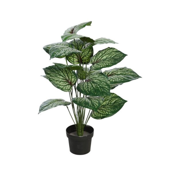 PLANTA CALADIUM VERDE EN MACETA ARTIFICIAL 65CM - Imagen 1