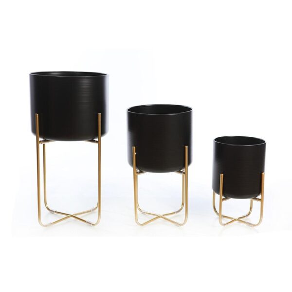 G1-19847_0 SET 3 MACETEROS METAL PIE DORADO 55CM - Imagen 1