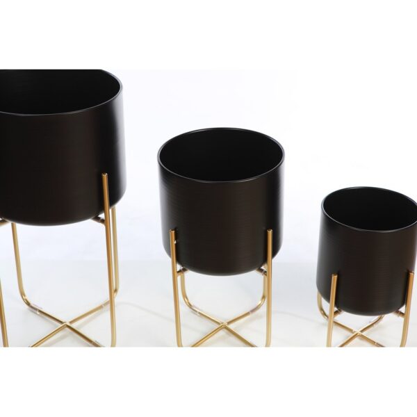 SET 3 MACETEROS METAL PIE DORADO 55CM - Imagen 3