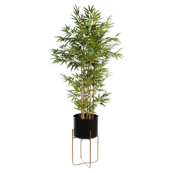 SET 3 MACETEROS METAL PIE DORADO 55CM - Imagen 4