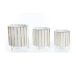 SET 3 MACETEROS PIE METAL DORADO 33CM