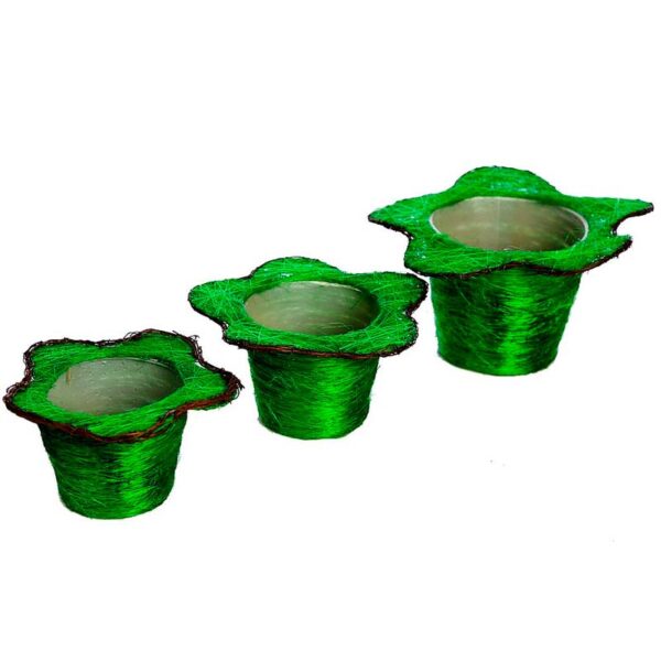 MACETEROS SISAL SET X3 51972 Verde MACETEROS SISAL SET X3 - Imagen 1