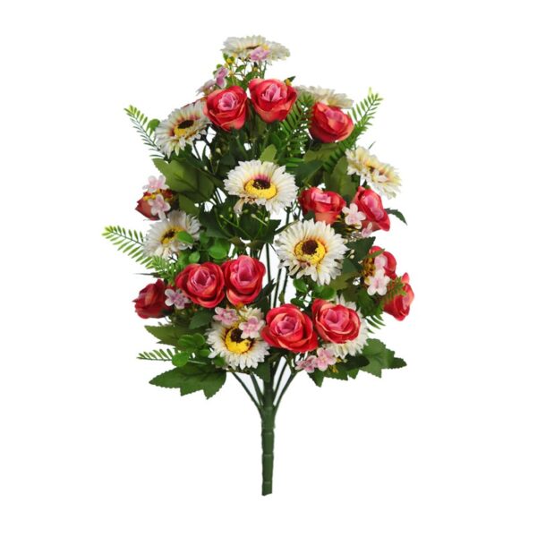 RAMO ROSAS Y GERBERAS ARTIFICIAL 46CM - Imagen 5
