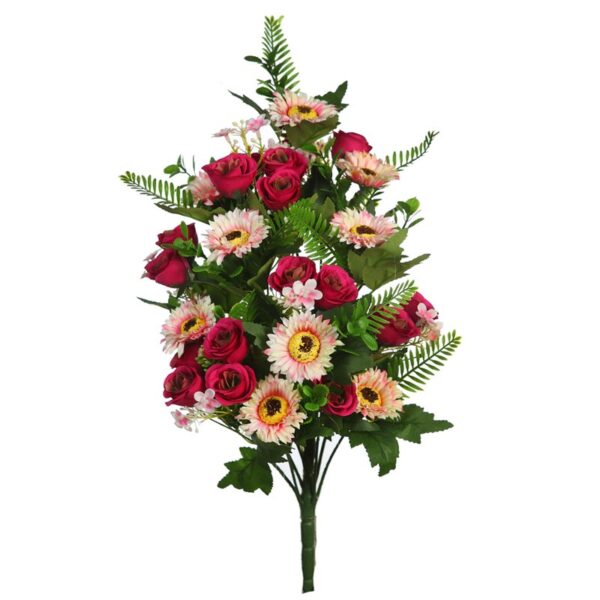 RAMO ROSAS Y GERBERAS ARTIFICIAL 46CM - Imagen 7
