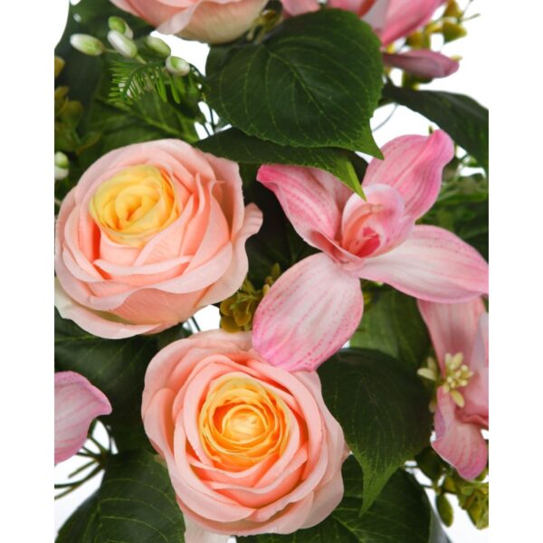 RAMO CYMBIDIUM Y ROSAS ARTIFICIAL 46CM - Imagen 4