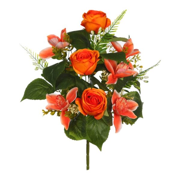 RAMO CYMBIDIUM Y ROSAS ARTIFICIAL 46CM - Imagen 5