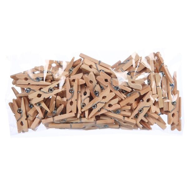 Y0026_0 PINZA MINI MADERA 3CM NATURAL BOLSA 100UD - Imagen 1