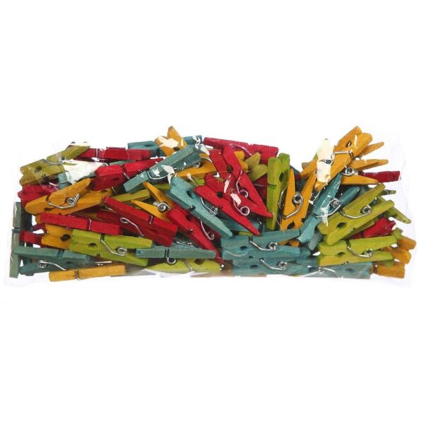 Y0027_0 PINZA MINI MADERA COLORES 3CM BOLSA 100UD - Imagen 1