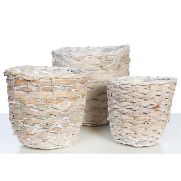 SET 3 CUBRE MACETAS MIMBRE AGA 22CM - Imagen 1