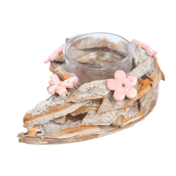 PORTAVELAS CORTEZA Y CRISTAL 9CM - Imagen 1